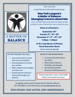 A Matter of Balance Workshop - begins September 28th